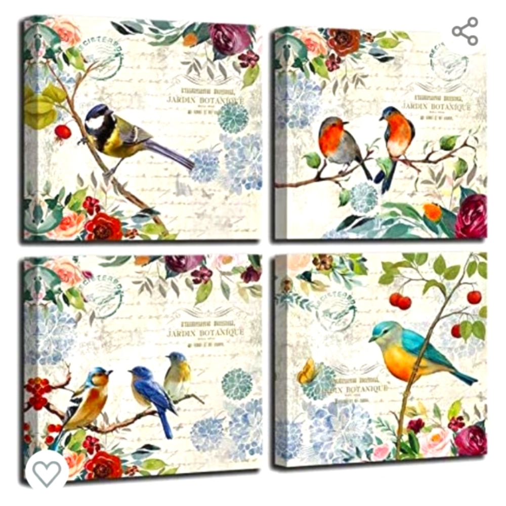 4-14x14 Bird Canvas